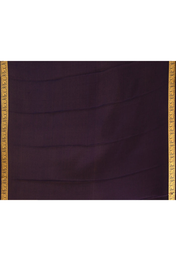 Midnight Blue Woven Checks Mysore Crepe Saree