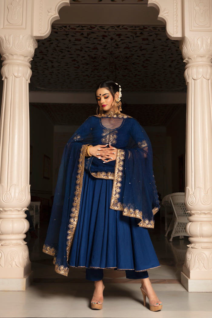 Midnight Blue Zari Anarkali Set