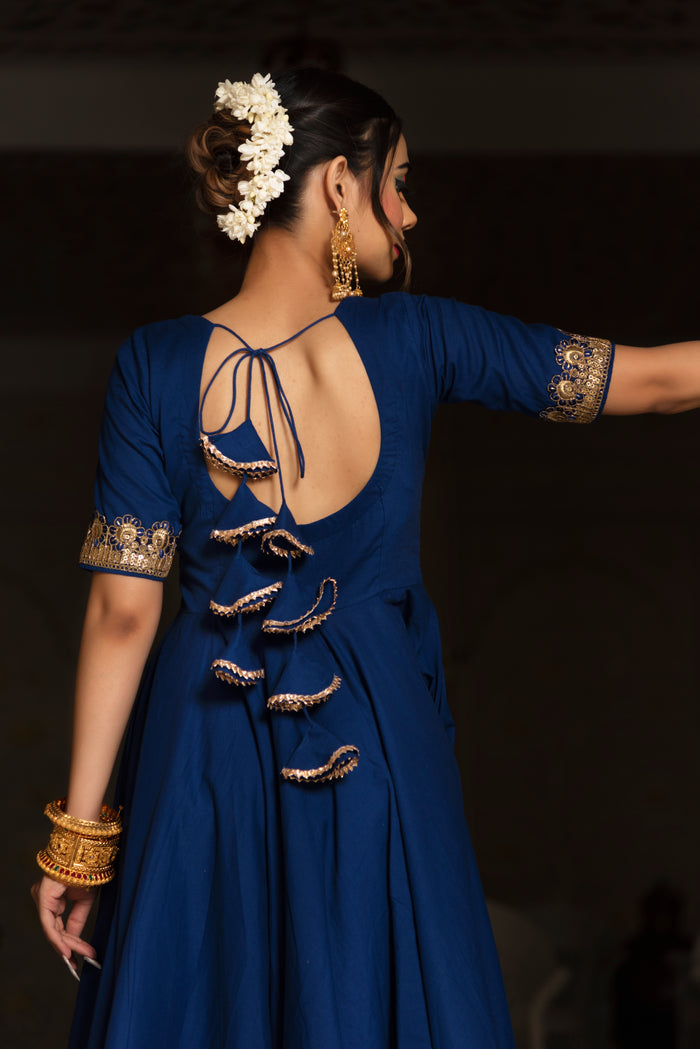 Midnight Blue Zari Anarkali Set