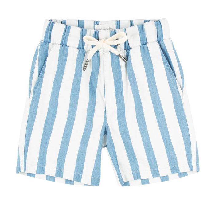 Miki Miette - Drawstring Shorts - Blue & White Stripe-Bottoms-3-6M (6M)-Posh Baby