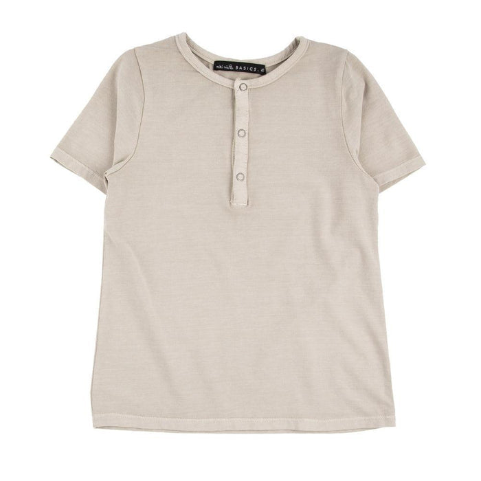 Miki Miette - Short Sleeve Henley Tee - Mushroom-Short Sleeves-3-6M (6M)-Posh Baby