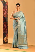 Mint Blue Zari Butti Banarasi Saree