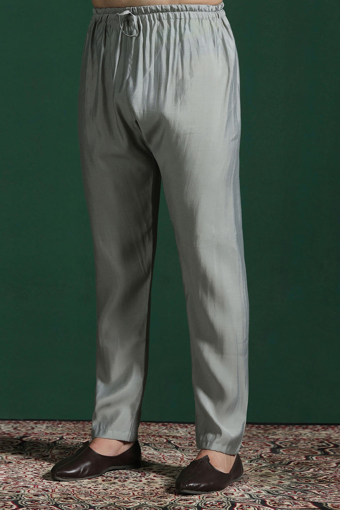 Mint Green Cotton Blend Kurta Set With Printed Nehru Jacket