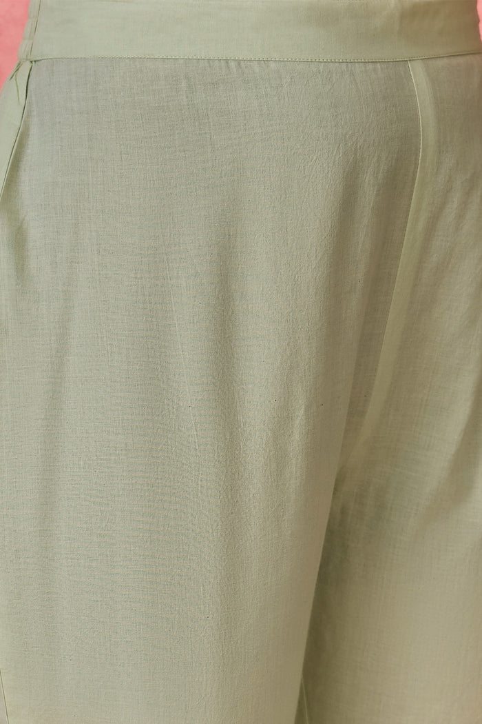 Mint Green Cotton Thread Work Kurta Set