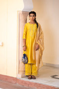 Minted Yellow Cotton Silk Gota Patti Suit Set