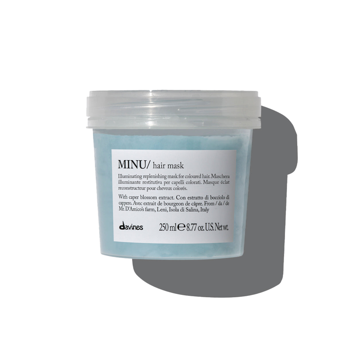 Minu Hair Mask - Original Formula, original Davines Essential Haircare packaging - Solvi Salon, Boise, Idaho