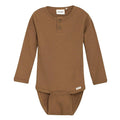 Minymo - Long Sleeve Ribbed Bodysuit - Brown Sugar-Onesies-6-9M-Posh Baby