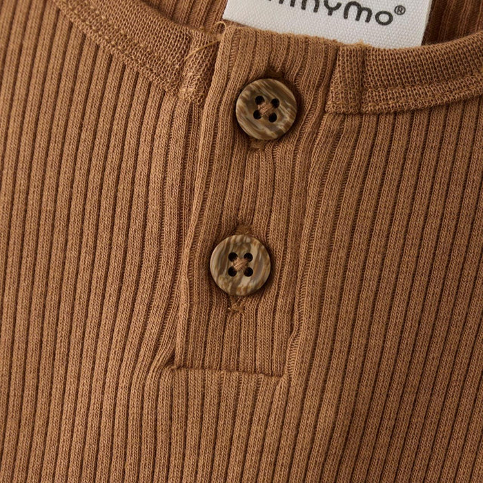 Minymo - Long Sleeve Ribbed Bodysuit - Brown Sugar-Onesies-6-9M-Posh Baby