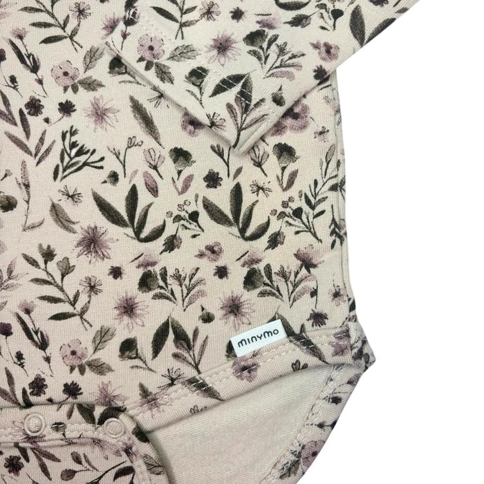 Minymo - Long Sleeve Ruffle Collar Bodysuit - Vintage Floral-Onesies-6-9M-Posh Baby