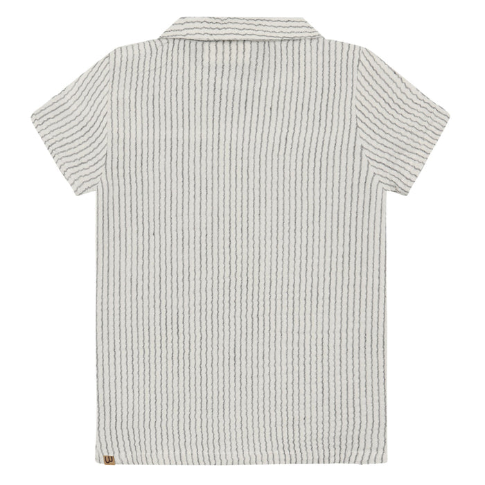 Minymo - Organic Polo Shirt - Black Micro Stripe-Short Sleeves-3-6M (3M)-Posh Baby