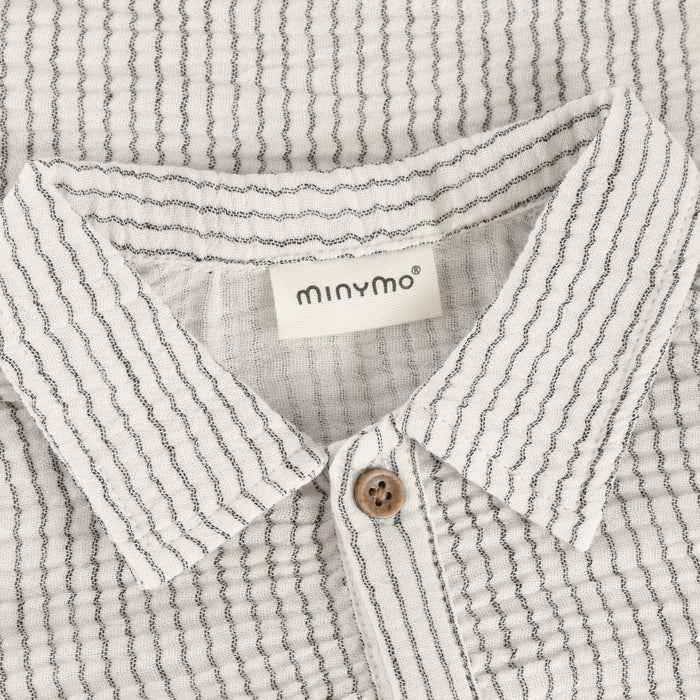 Minymo - Organic Polo Shirt - Black Micro Stripe-Short Sleeves-3-6M (3M)-Posh Baby