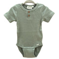 Minymo - Short Sleeve Ribbed Bodysuit - Sage-Onesies-0-3M-Posh Baby