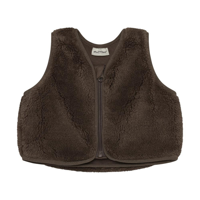 Brown fleece vest on a white background