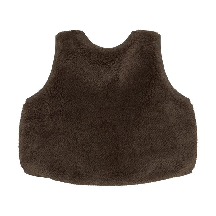Brown fleece vest on a white background