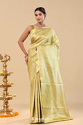 <img> Moccasin Kanjivaram Saree With Gold Zari