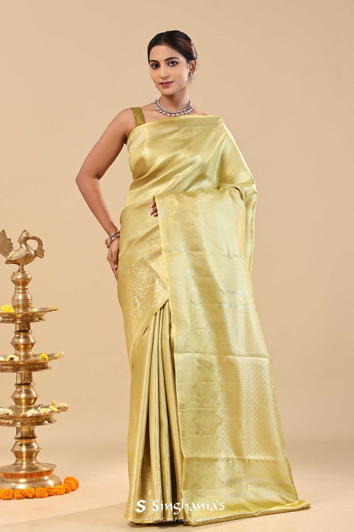 <img> Moccasin Kanjivaram Saree With Gold Zari