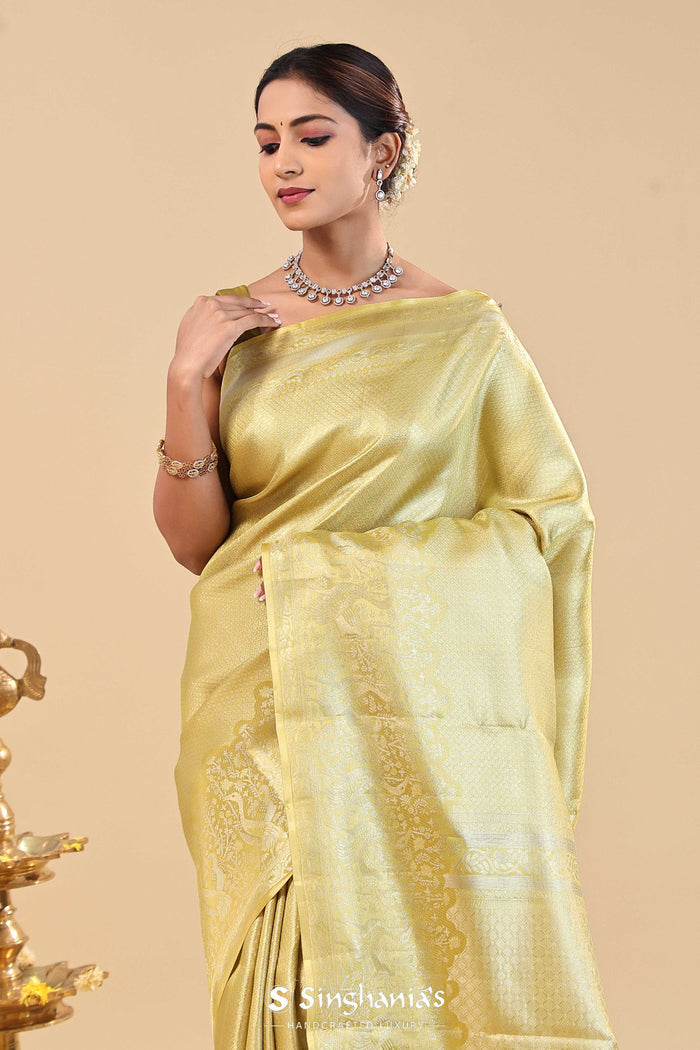 <img> Moccasin Kanjivaram Saree With Gold Zari