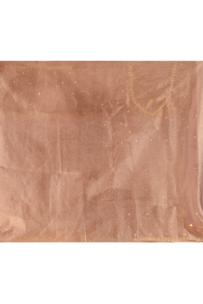 Mocha Bronze Floral Jaal Tissue Embroidery Saree