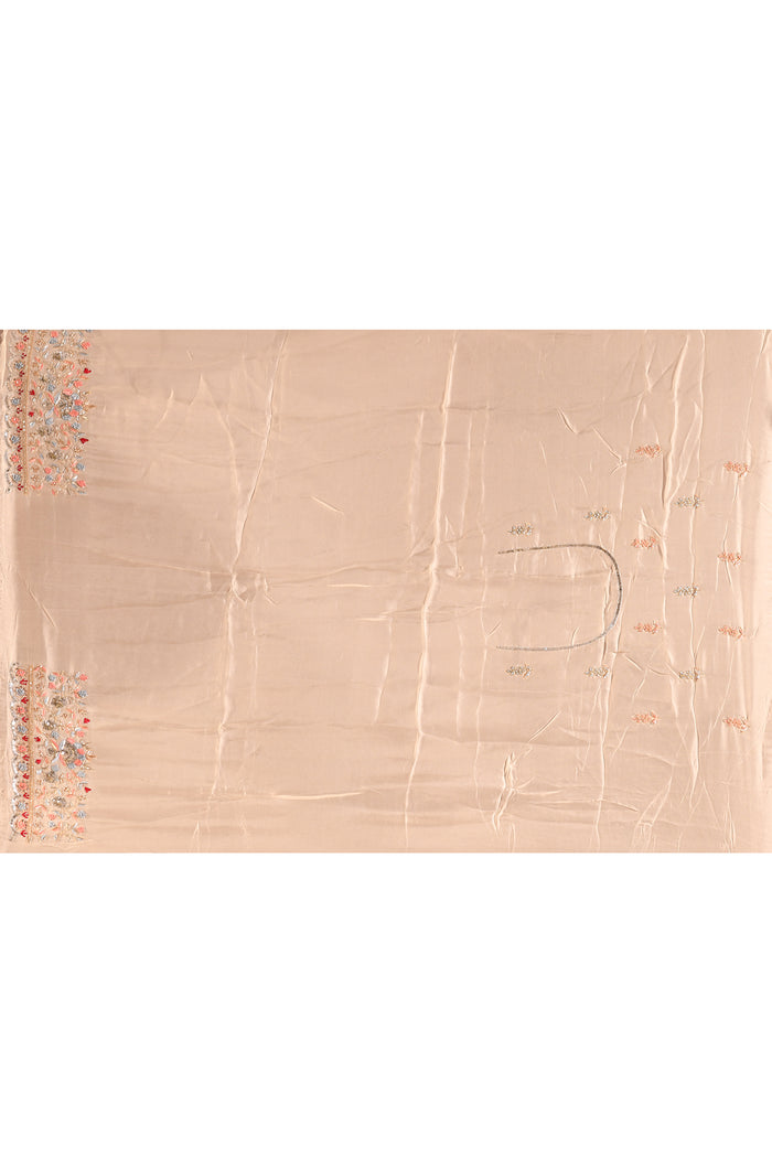 Moonlit Ivory Meenakari Floral Silk Blend Embroidery Saree
