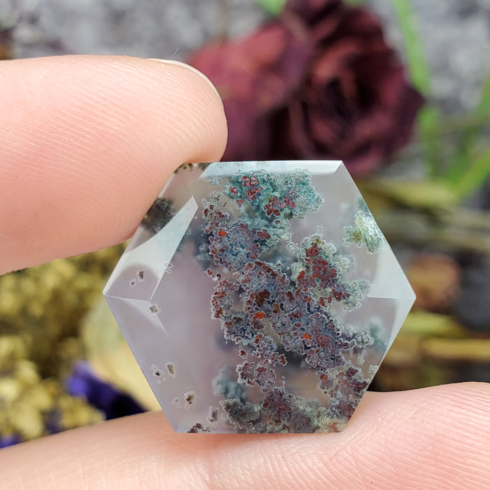 Moss Agate Hexagonal Cabochons