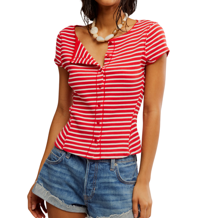 Most Wanted Striped Cardi in Red - Madison's Niche