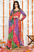 <img> Multi-Color Bandhani Anarkali Set