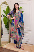 Multicolour Blue Chinon Printed Kurta Set