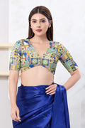 Multicolour Blue Polyester Printed Blouse