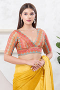 Multicolour Peach Silk Brocade Blouse
