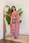 Multicolour Pink Chinon Printed Kurta Set