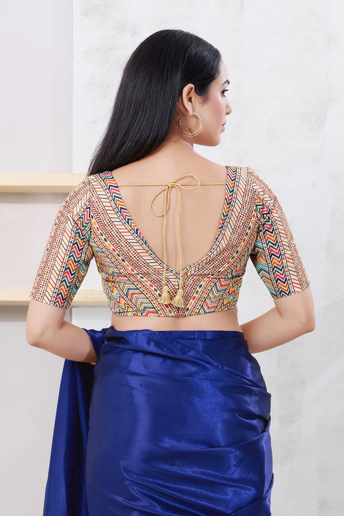 Multicolour Schiffli Cotton Printed Blouse