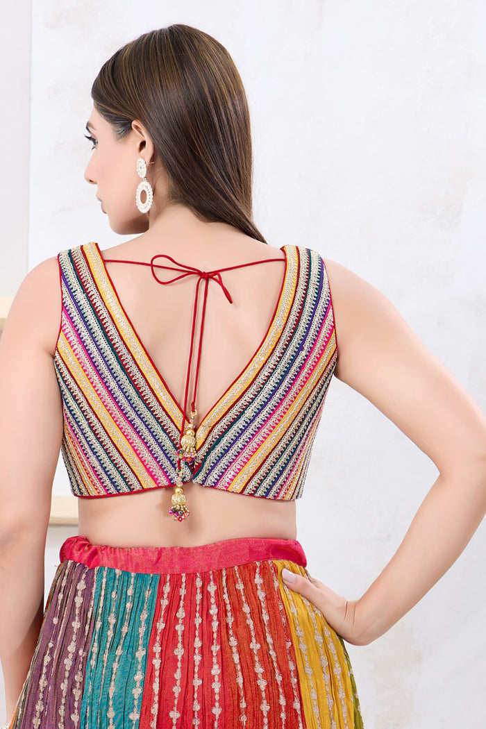 Multicolour Silk Embroidered Blouse