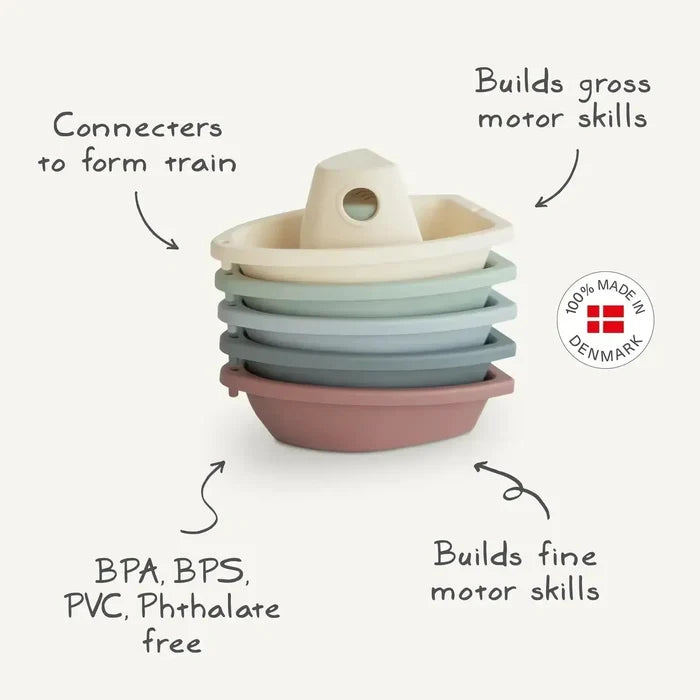 Mushie - Bath Boats Play Set - Retro-Bath Toys-Posh Baby