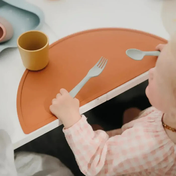 Mushie - Dinnerware Fork and Spoon Set - Sage-Plates + Bowls + Cups + Utensils-Posh Baby