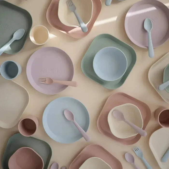 Mushie - Dinnerware Fork and Spoon Set - Sage-Plates + Bowls + Cups + Utensils-Posh Baby