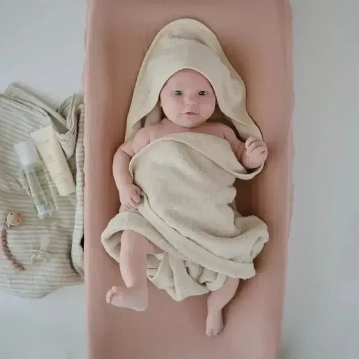 Mushie - Extra Soft Muslin Changing Pad Cover - Blush-Changing Pads + Covers-Posh Baby