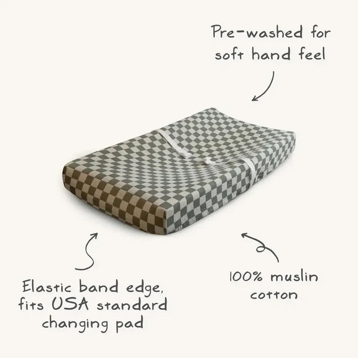 Mushie - Extra Soft Muslin Changing Pad Cover - Pale Taupe-Changing Pads + Covers-Posh Baby