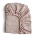 Mushie - Extra Soft Muslin Crib Sheet - Blush-Crib Sheets-Posh Baby