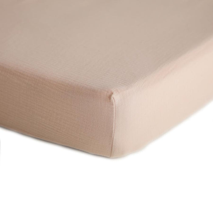 Mushie - Extra Soft Muslin Crib Sheet - Blush-Crib Sheets-Posh Baby