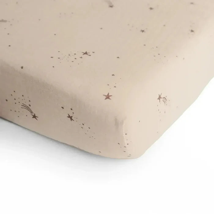 Mushie - Extra Soft Muslin Crib Sheet - Falling Stars-Crib Sheets-Posh Baby