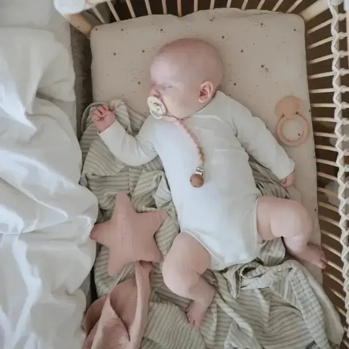 Mushie - Extra Soft Muslin Crib Sheet - Falling Stars-Crib Sheets-Posh Baby