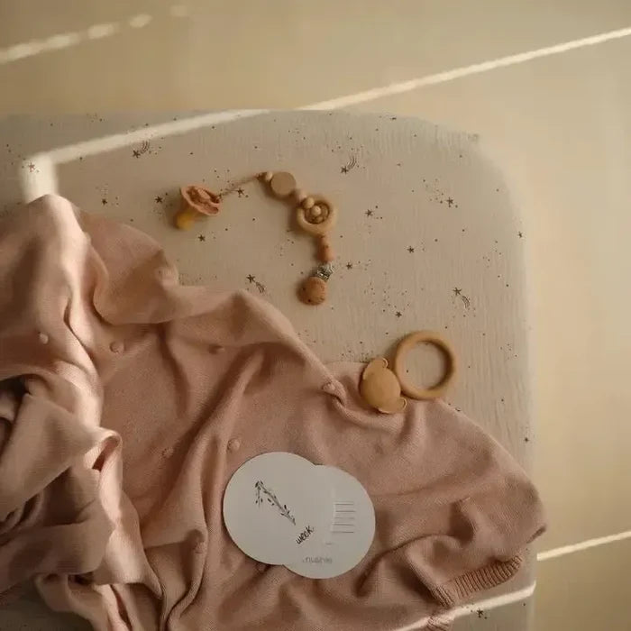 Mushie - Extra Soft Muslin Crib Sheet - Falling Stars-Crib Sheets-Posh Baby