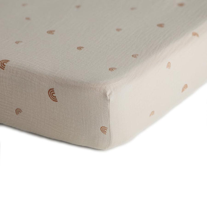Mushie - Extra Soft Muslin Crib Sheet - Rainbow-Crib Sheets-Posh Baby