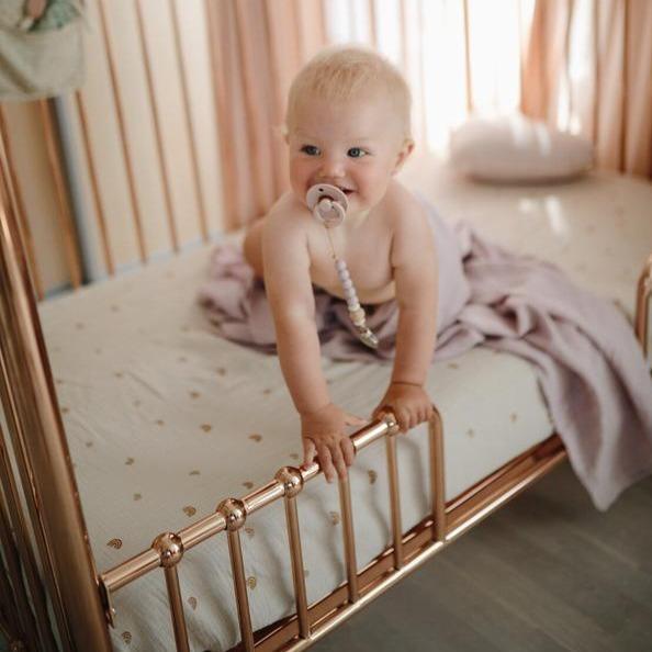 Mushie - Extra Soft Muslin Crib Sheet - Rainbow-Crib Sheets-Posh Baby
