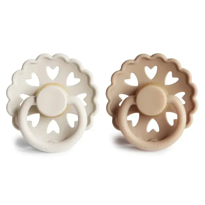 Mushie - FRIGG Anderson Natural Rubber Pacifier 2-Pack - Cream & Satin-Pacifiers + Clips-0-6 Months-Posh Baby
