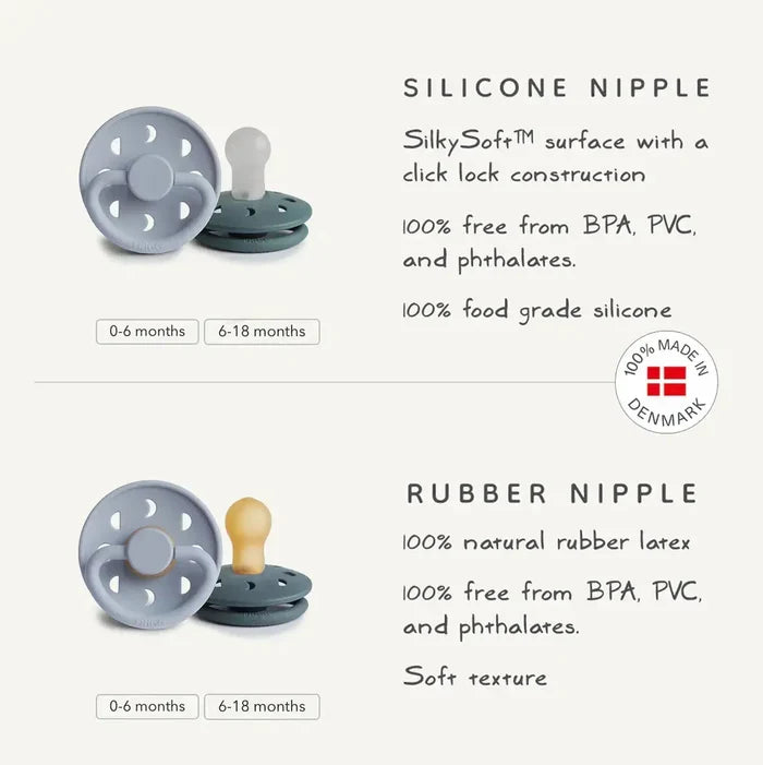Mushie - FRIGG Anderson Natural Rubber Pacifier 2-Pack - Cream & Satin-Pacifiers + Clips-0-6 Months-Posh Baby