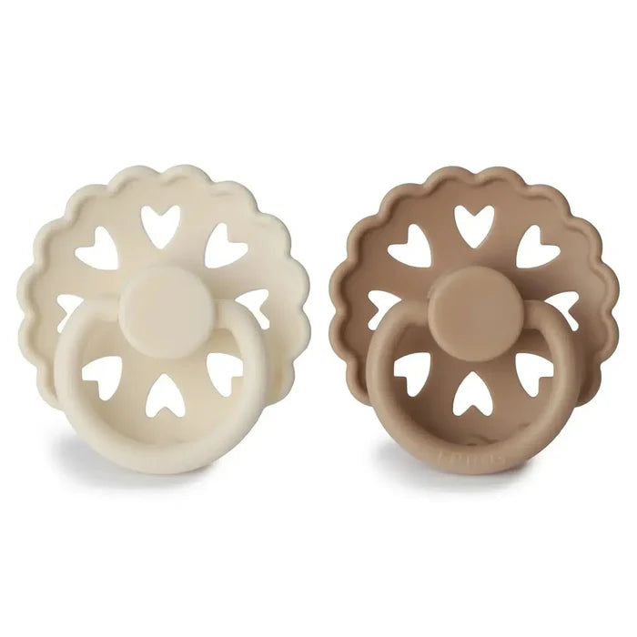 Mushie - FRIGG Anderson Silicone Pacifier 2-Pack - Cream & Satin-Pacifiers + Clips-0-6 Months-Posh Baby