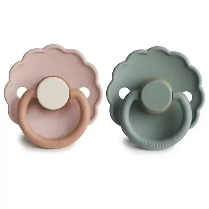 Mushie - FRIGG Daisy Natural Rubber Pacifier 2-Pack - Biscuit & Lily Pad-Pacifiers + Clips-0-6 Months-Posh Baby