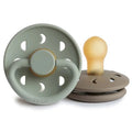 Mushie - FRIGG Moon Natural Rubber Pacifier 2-Pack - Sage & Portobello-Pacifiers + Clips-0-6 Months-Posh Baby