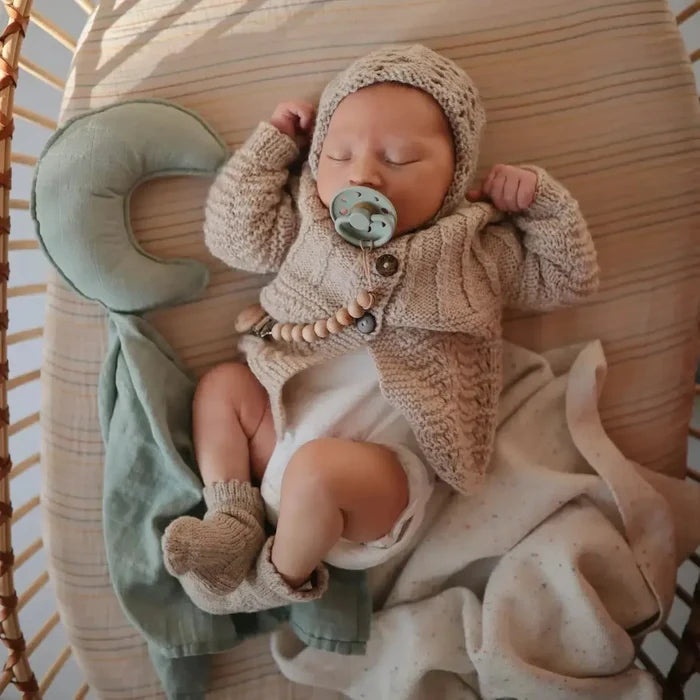 Mushie - FRIGG Moon Natural Rubber Pacifier 2-Pack - Sage & Portobello-Pacifiers + Clips-0-6 Months-Posh Baby